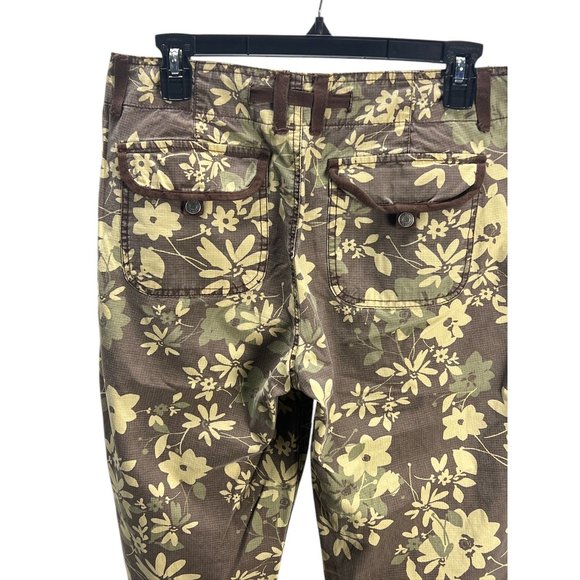 Gloria Vanderbilt Women's Floral Print Capri Pants Sz 6 Cotton Brown Beige Boho - Picture 14 of 15